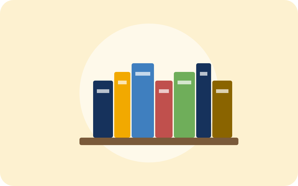 Drawing of books on a shelf
